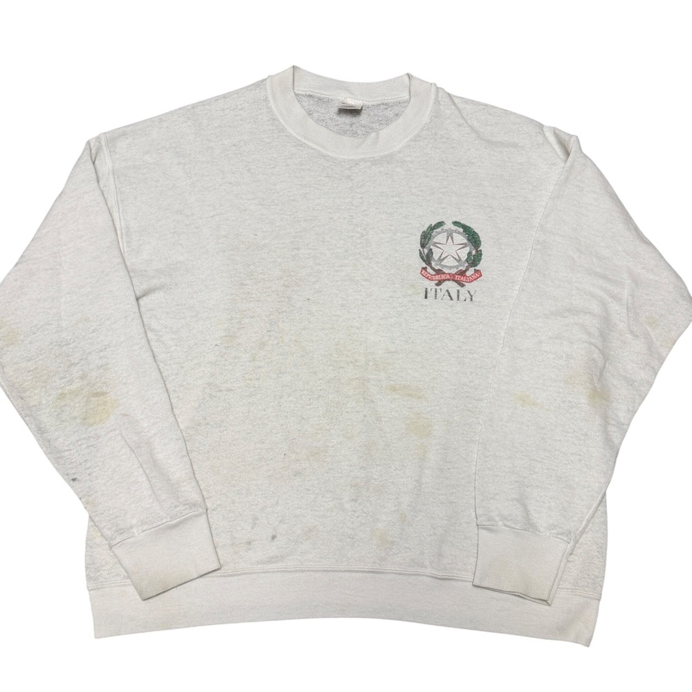 Vintage Italy Crewneck Sweatshirt Adult L Distressed Graphic Made USA